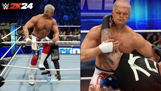 WWE 2K24 Cody Rhodes Gameplay All Cody Cutters All Cross Rhodes Entrance Winning Scene amp More [upl. by Aurelius28]