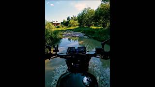 Паук в шлеме и полные ботинки воды😨 дваколеса motorcyclelife scrambler tenere yamaha custom [upl. by Hiltan]