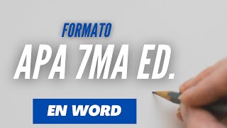 FORMATO APA 7ma edición en WORD [upl. by Weikert]