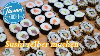 Sushi selber machen  den perfekten Reis kochen  Maki und California Roll  Thomas kocht [upl. by Deming]