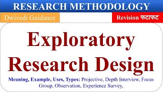 Exploratory Research Design in hindi exploratory research in hindi Research methodology mba bba [upl. by Weinhardt]