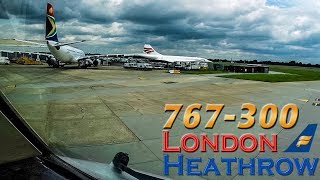 PILOTS VIEW Boeing 767 Takeoff LONDON HEATHROW [upl. by Lorant]