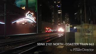 SDNX 2101 Leads Coaster 663 out of San Diego [upl. by Barnard]