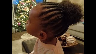 Cornrows with Afro Puffs  Protective Hairstyle  Girls Hair [upl. by Monjan120]