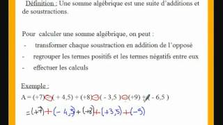 4eme cours de maths sur la somme algebrique de nombres relatifs [upl. by Aloek6]