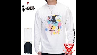 ブランダライズド バンクシーアート Flower Bomber フラワーボンバー ルーズサイズ 天竺 長袖Tシャツ 931006 [upl. by Adnarrim]