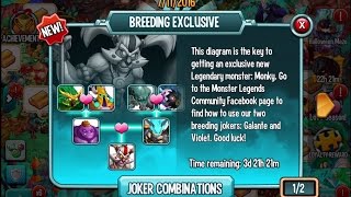 Monster Legends  Joker breeding event  Monky breeding [upl. by Lesna]