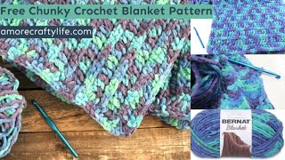 Make This Easy Bernat Blanket Yarn Easy Ocean Chunky Blanket Pattern With Single Crochet Border [upl. by Starks580]