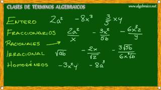 Algebraiconet  Clases de Términos Algebraicos [upl. by Suinotna]