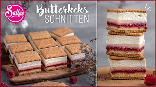 ButterkeksSchnitte mit Vanillepudding Fruchtschicht und Sahne  Sallys Welt [upl. by Yatzeck148]