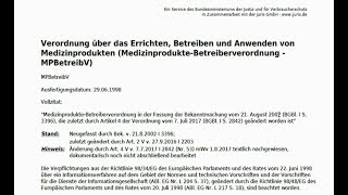 Vorstellung der MedizinprodukteBetreiberverordnung MPBetreibV [upl. by Herrod]