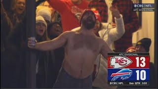 Jason Kelce rips off shirt after brother Travis scores touchdown for Chiefs [upl. by Teplitz938]