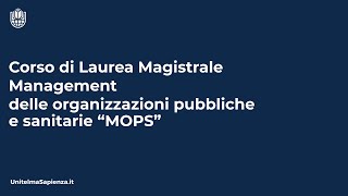 Corso di Laurea Magistrale in Management delle organizzazioni pubbliche e Sanitarie [upl. by Oakie]