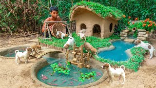 Rescue Abandoned Puppies Building Mud House Dog And Fish Pond For Red Fish [upl. by Zampardi]