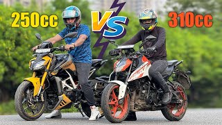 KTM Duke 250 vs TVS Apache RTR 310 Speed Style and Specs do you know who wins [upl. by Ellingston768]