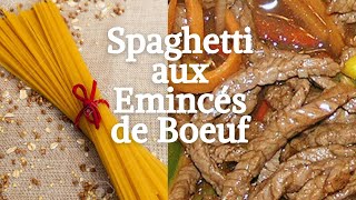 Spaghetti aux Emincés de Bœuf et légumes Spaghetti with Sliced ​​Beef اسباجيتي مع شرائح اللحم 🥩🥩🥕🌶🧅 [upl. by Nairrot485]