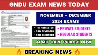 GNDU Exam News Today 😱 Admit Card 2024 Publish Now🔥 Regular  Private Students  Gndu Latest Update [upl. by Drofnelg]