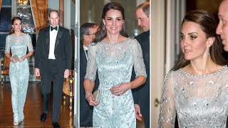 Princess Kate Wows in Paris Ice Blue Jenny Packham Gown Steals the Show  The Wales Family [upl. by Llaccm]