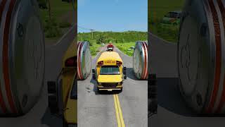 CRASH TEST Giant Bollards Vs School Van amp Oil Tank Trap Ultimate Showdown [upl. by Nollad]