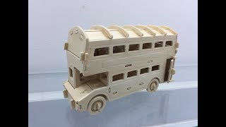 DIY Miniature Doubled Decker Bus  3D Woodcraft Construction Kit [upl. by Frager]