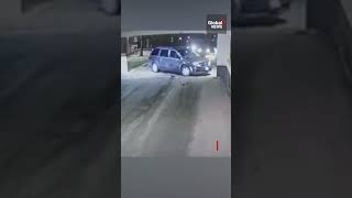 SUV “deliberately” crashes into Toronto police vehicles during takedown caughtoncamera [upl. by Assenev]