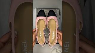 Unboxing my new Chanel slingbacks  baby pink💕 shorts chanel [upl. by Airrotal]