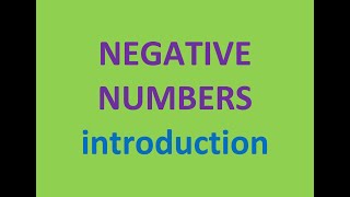 NEGATIVE NUMBERS  Introduction [upl. by Ahsla]