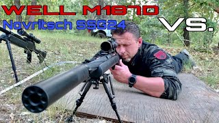 Airsoft Snipers WELL M187D Vs Novritsch SSG24 [upl. by Elwira]