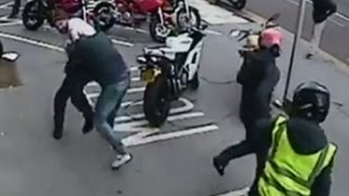 CCTV shows failed Ducati motorcycle robbery in Croydon [upl. by Coffin]