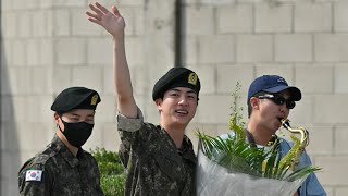 BTS star Jin finishes South Korean military service  AFP [upl. by Ecnaret]