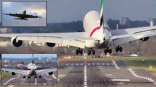 JAW DROPPING 😱 A380 Double GO AROUND amp 3 Attempts to land during 💨 STORM PIA 💨 [upl. by Eseela]