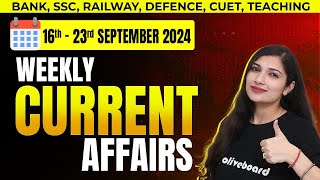 16  23 Sep 2024 Weekly Current Affairs MCQs  Oliveboard Weekly Current Affairs  GA by Sheetal Mam [upl. by Eat]