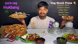 VEG STOCK PIZZA CRUNCHY MOMO OR SPRING ROLL FULL SPICY CHOW MEIN PANEER TIKKA VEG BURGER asmr [upl. by Thorndike980]