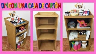 COMO HACER UNA ESTANTERIA DE CARTÓN  MANUALIDAD HECHA CON UNA CAJA DE CARTÓN DIY [upl. by Submuloc]