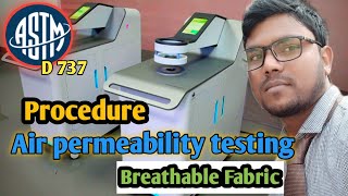 Air permeability testing procedure on method ASTM D 737 [upl. by Ttebroc]