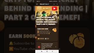 Passive Income In Crypto The Secret Behind DEFI Lending Memefi video code  Memefi video task Code [upl. by Knut477]