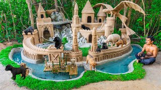 Dog Rescue From Cave Build Dog Castle And Moat Around Dog House [upl. by Ylla]