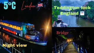 Teddington lock Bridge London United kingdomlondoncity Uknightview exploretheworld 😍✨🫶🇬🇧 [upl. by Nicodemus]