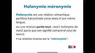 Les relations sémantiques  lexicologie s3 [upl. by Eel314]