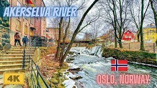 Oslo Norway 🇳🇴  Akerselva River Winters Last walk  4K60FPS [upl. by Montana]