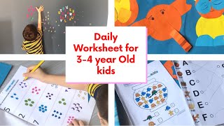 20 DIY Daily Practice Worksheets for 3 amp 4 Year Old Kids Toddler LKG Nursery Preschool Kids [upl. by Eanel671]