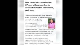 Namarri Shackleford 27 fatally sh9t at Mableton apartments David Wells 26 arrested and charged [upl. by Laurinda459]