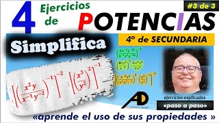 SIMPLIFICACIÓN de POTENCIAS 3 de 3ACADEMIADIEGO [upl. by Merkle541]