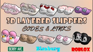 CUTE 3D LAYERED SLIPPERS CODES amp LINKS FOR GIRLS  Bloxburg Berry Avenue  ROBLOX [upl. by Shandra]