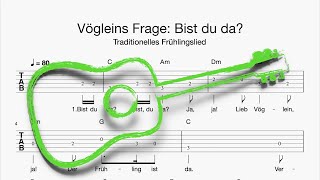 Gitarre Vögleins Frage Bist du da Tabulatur Melodie Akkorde Text [upl. by Elaen976]