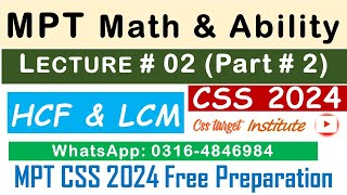 Basic Math amp Ability CSS MPT 2024  Lecture  2 Part  2  MPT CSS 2024 Free Preparation  FPSC [upl. by Katlaps]