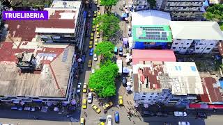 Liberia 2024  Beautiful Aerial Shot of Randall and Broad street in Central Monrovia [upl. by Namijneb]