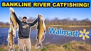 HOMEMADE Walmart BANKLINE River CATFISHING Catch Clean Cook [upl. by Germin]