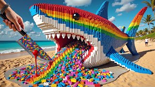 LEGO Rainbow Fish IRL  Eating Delicious Fresh Seafood Mukbang  Stop Motion Cooking ASMR [upl. by Agace248]