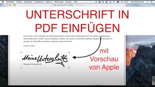 Unterschrift  Signatur in PDF Dokument einfügen mit quotVorschauquot von Apple MacTutorial [upl. by Leugimesoj]